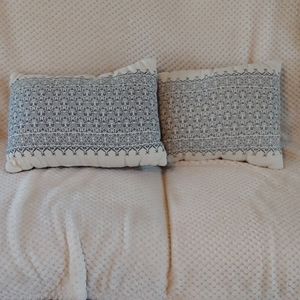 2 Navy and Cream Decorative Pillows